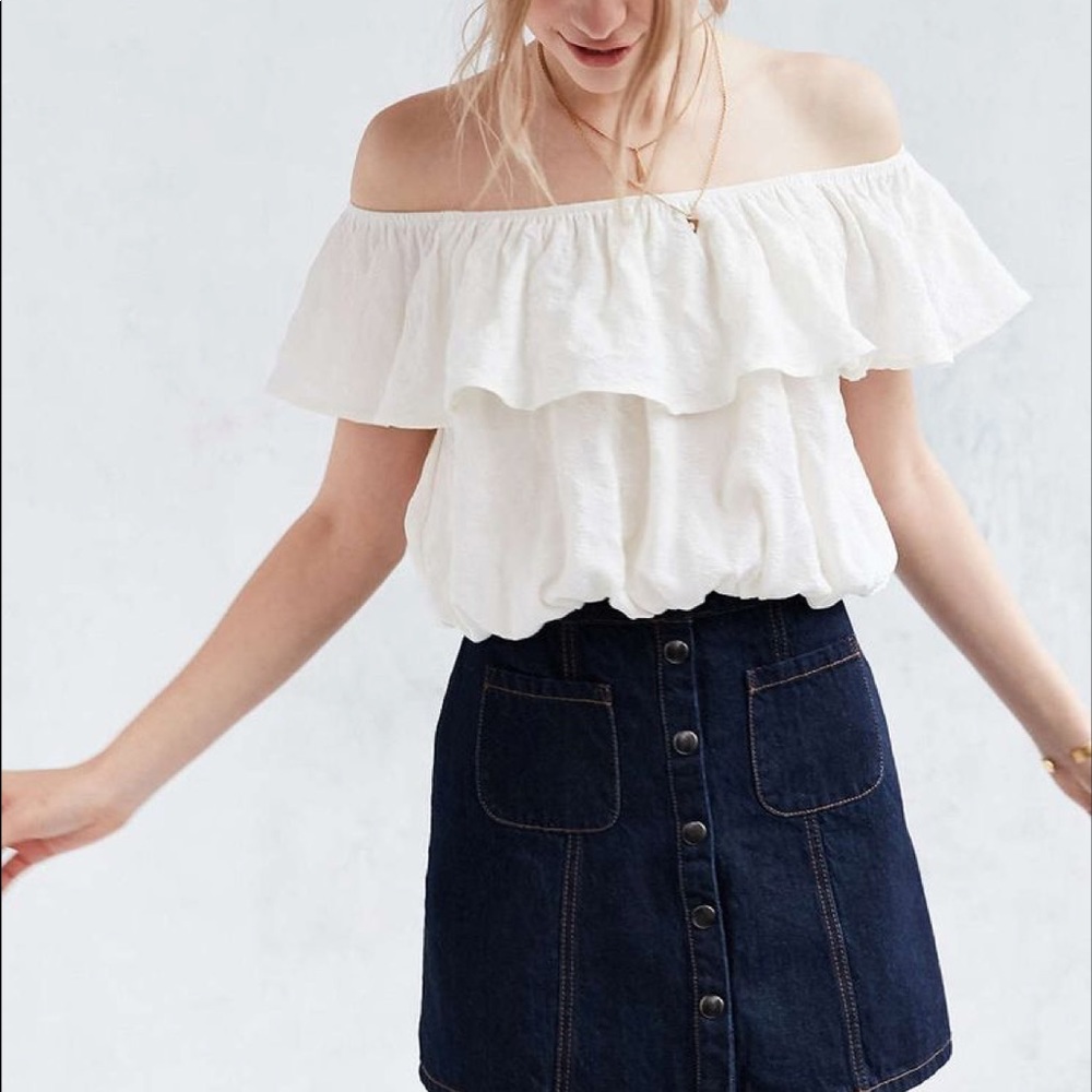 Kimchi blue off the shoulder white crop top